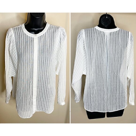 Joie Rashelda Sheer Striped Blouse - Picture 2 of 16